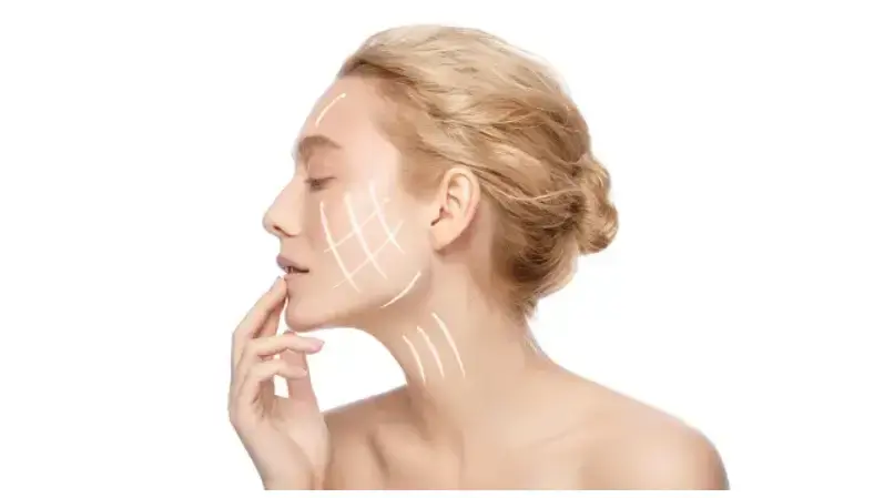 Woman showing her side face